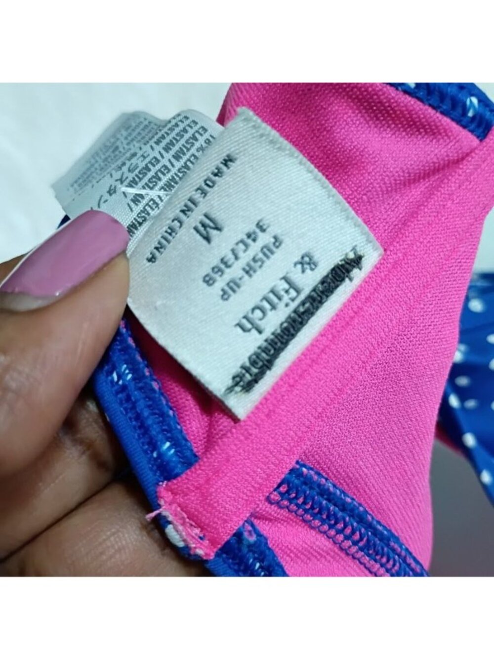 Abercrombie & Fitch Polka Dot Pink & Blue One Piece Swimsuit Size M - Picture 2 of 9